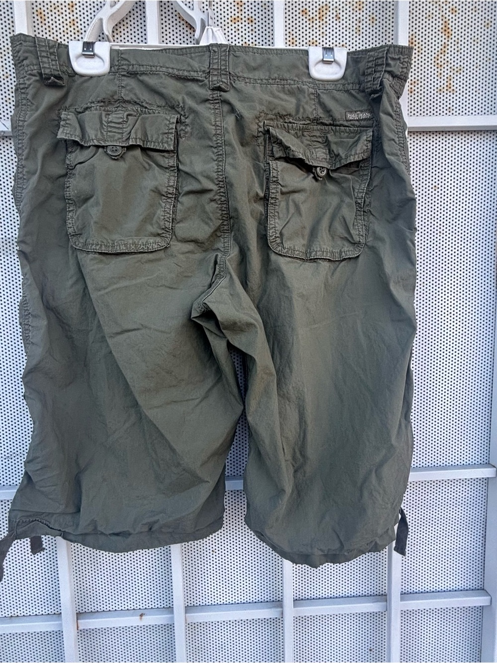 Polo Jeans Co Women’s 12 Olive Cargo Shorts Roll Tab Lightweight 100% Cotton - Picture 3 of 6
